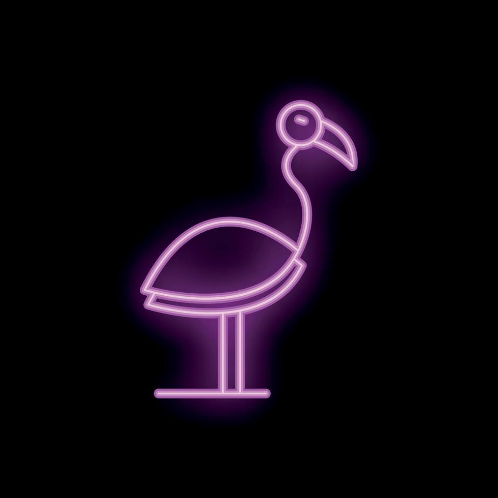 Neon pink flamingo sign on black background vector