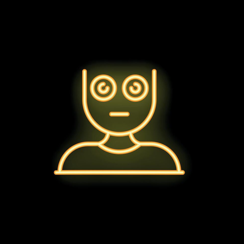Neon sign of a person feeling dizzy with spiral eyes vector