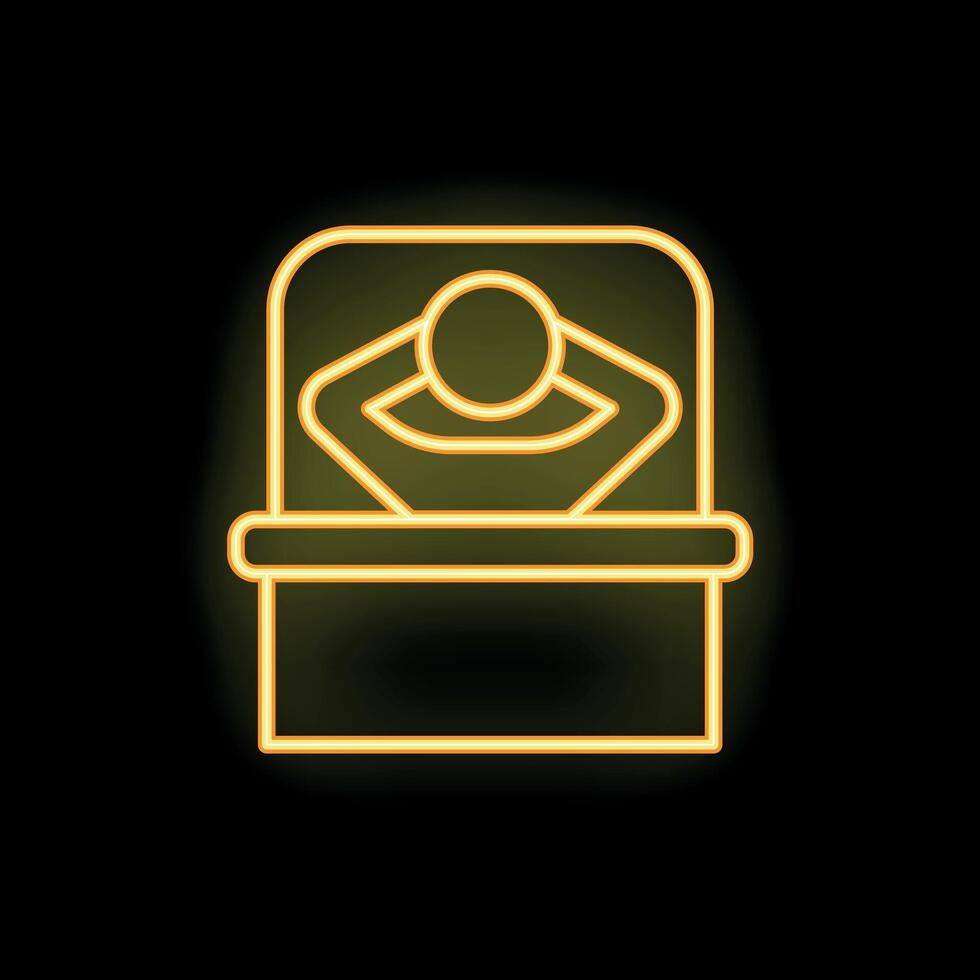 Neon sign of a person relaxing in a solarium vector