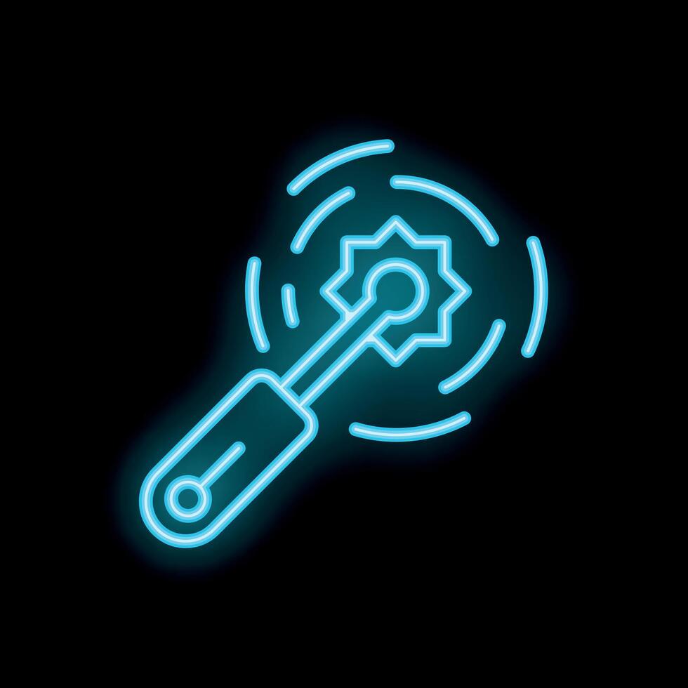 Blue neon icon of a mace weapon spinning on black background vector