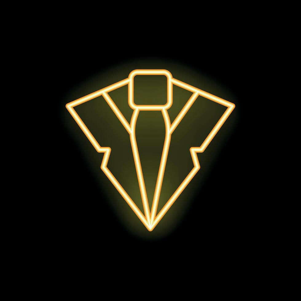 Neon suit and tie glowing on black background vector