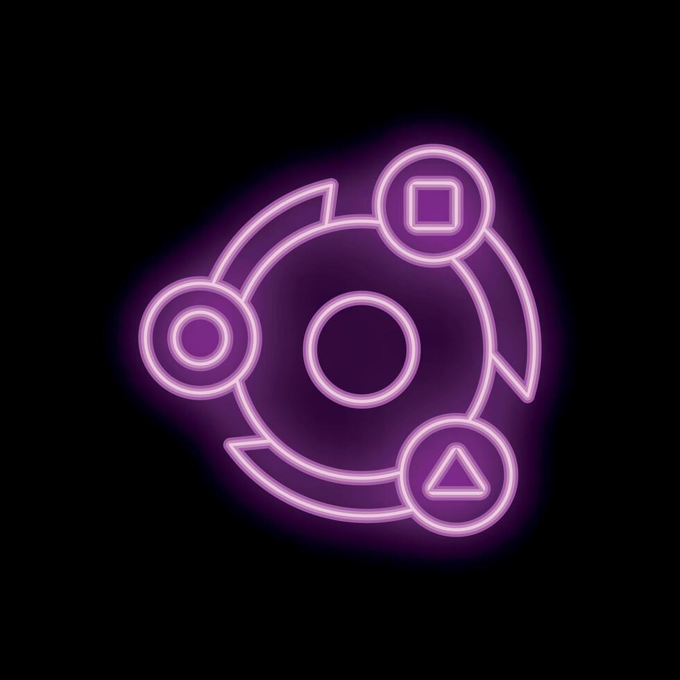 Neon glowing purple futuristic hud element on black background vector