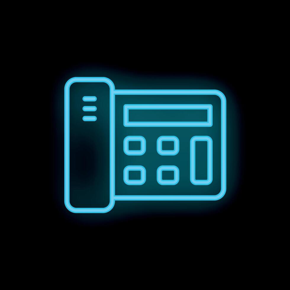 Neon office phone shining on a black background vector