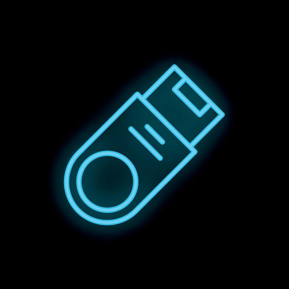 Usb flash drive memory stick glowing neon icon illustration vector