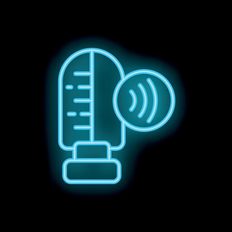 Neon icon of thermometer showing high temperature representing fever symptoms vector