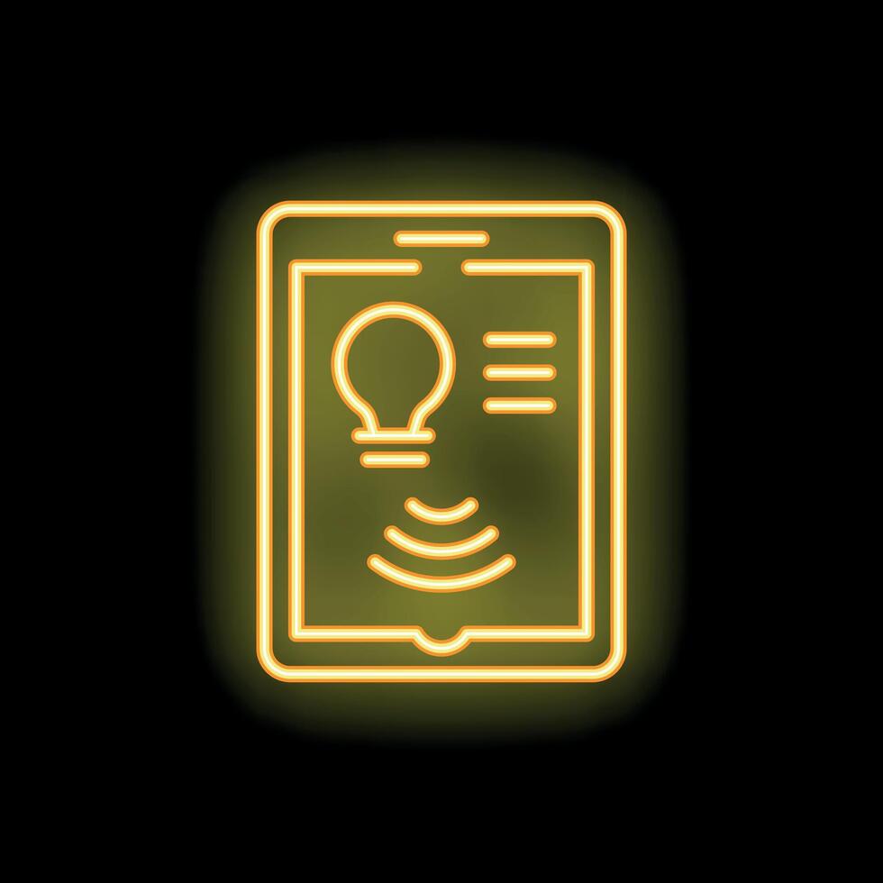 Neon smartphone showing smart home technology control system vector
