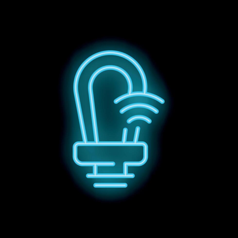 Neon smart light bulb shining in the dark vector