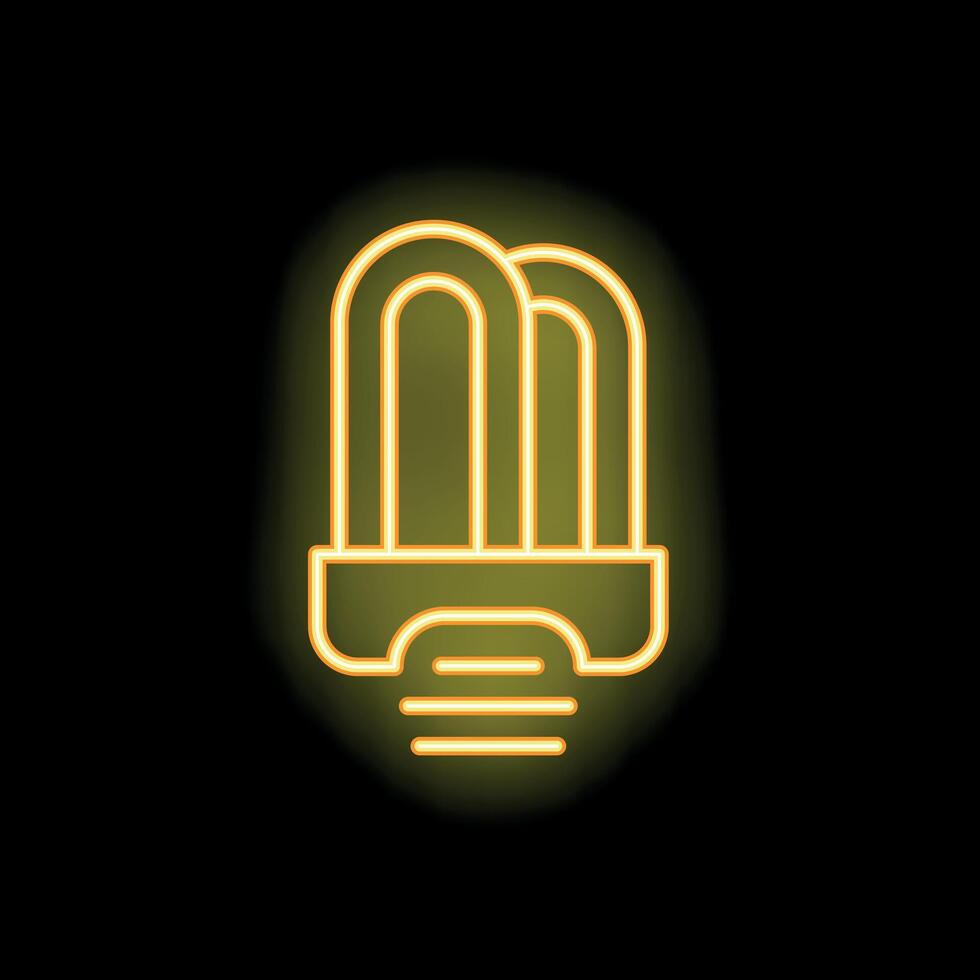 Neon light bulb shining in the dark representing an idea vector