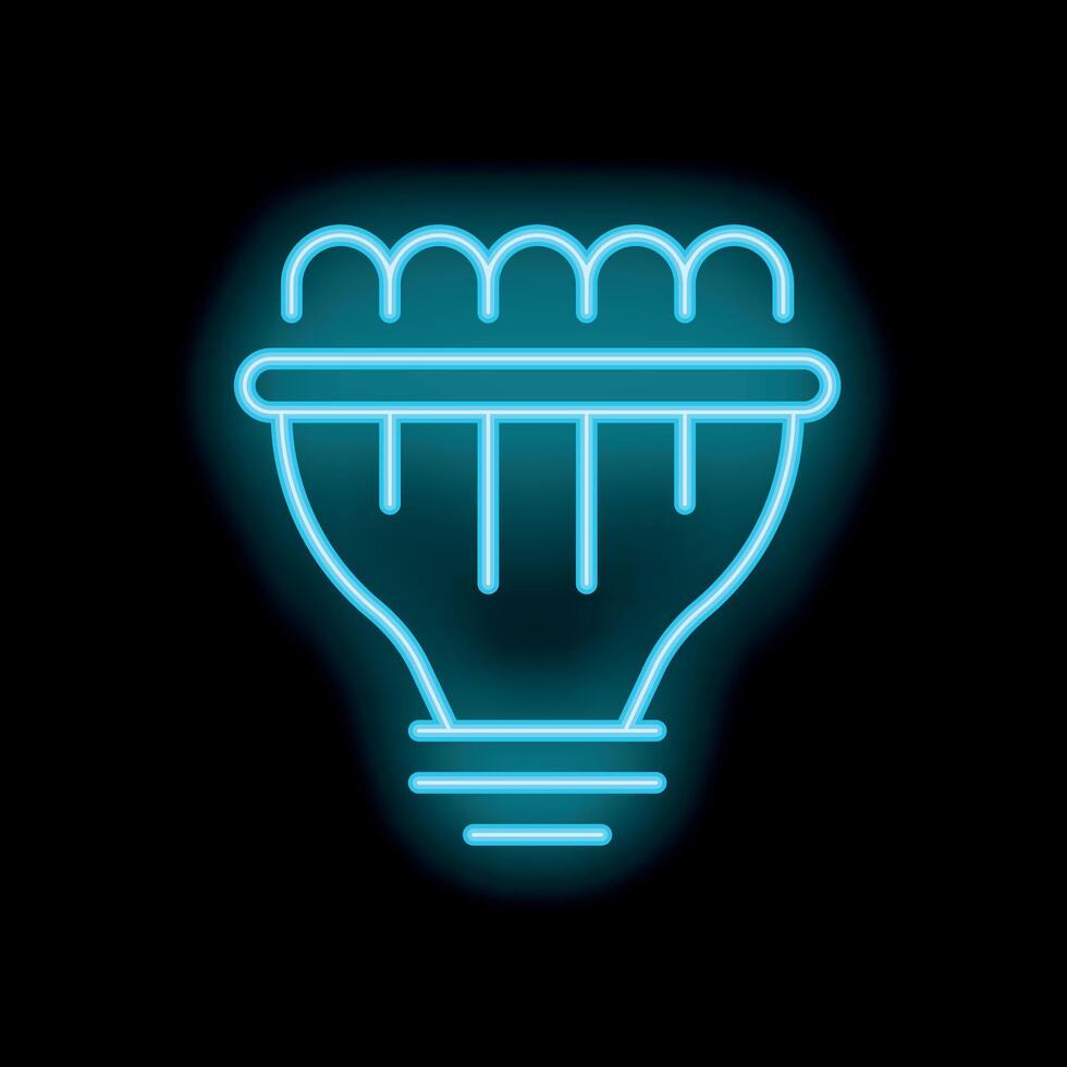 Blue neon light bulb shining in the dark vector