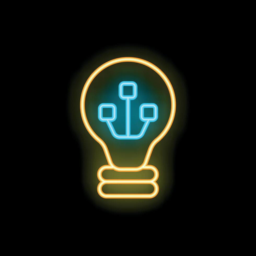 Neon lightbulb representing idea generation process vector