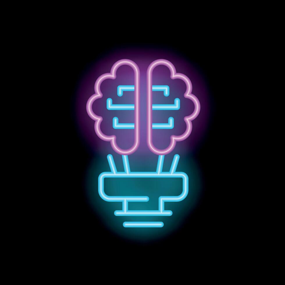 Neon brain transforming into a light bulb symbolizing ideas and innovation vector