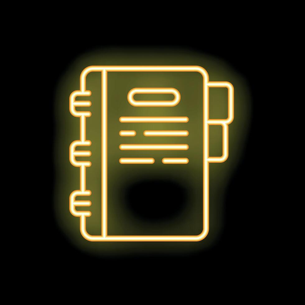 Yellow neon icon of a personal agenda showing meeting notes vector