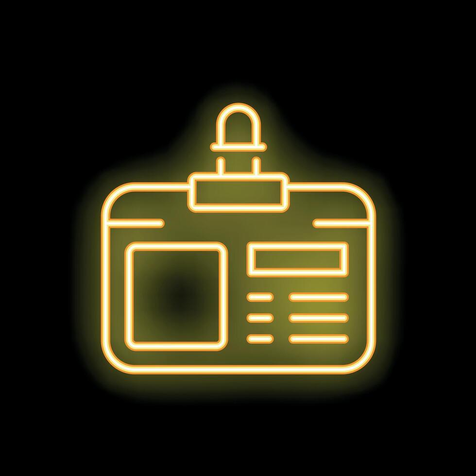 Glowing neon line id card icon isolated on black background illustration vector