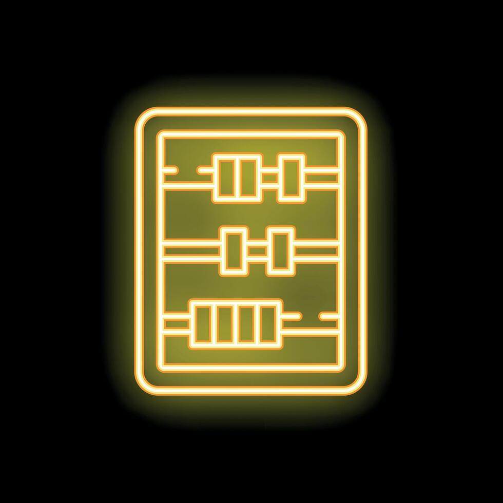 Glowing neon line icon of an abacus, a calculating tool used for counting vector