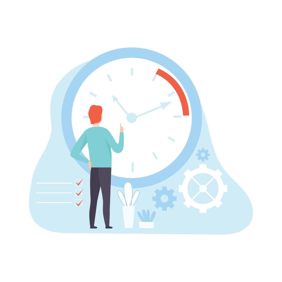 Businessman Planning and Controlling Working Time, Concept of Time Management Illustration vector