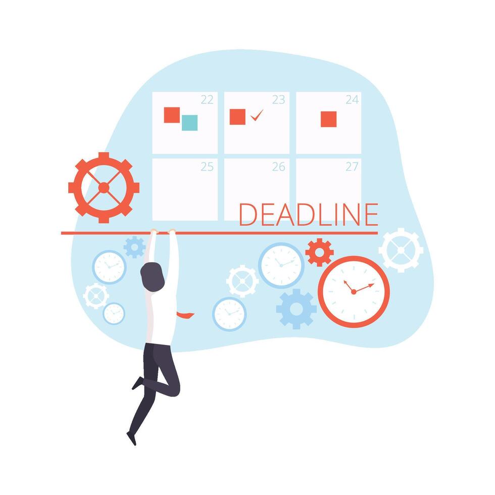 Office Worker Having Problem Reaching Deadline, Time Management Business Concept Illustration vector