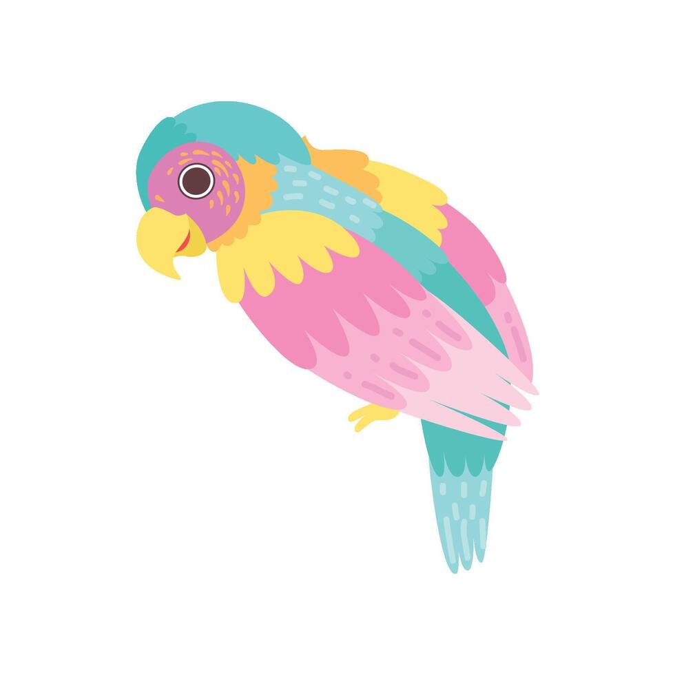 Tropical Parrot Bird with Colored Plumage Illustration vector
