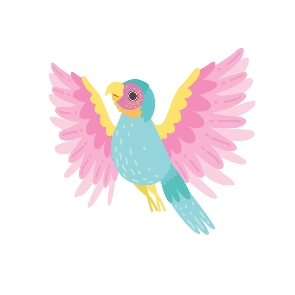 Tropical Parrot Bird with Iridescent Plumage Illustration vector
