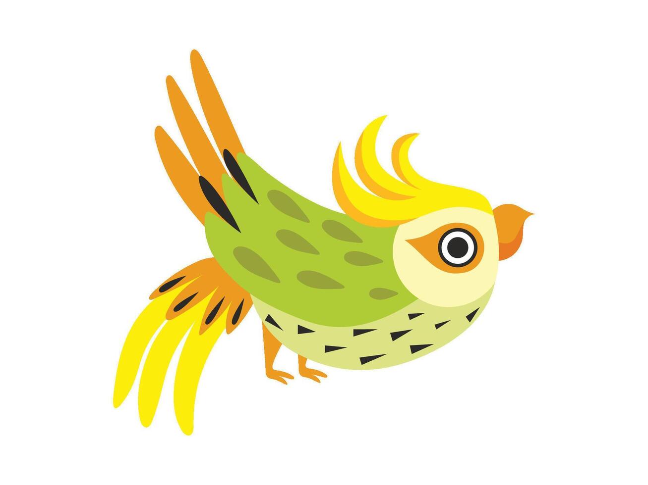 Corella Parrot, Tropical Bird with Colored Feathers and Wings Illustration vector