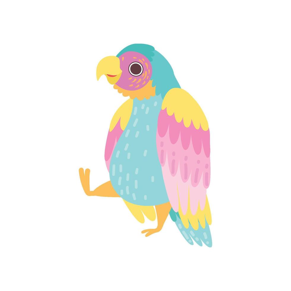Cute Tropical Parrot with Iridescent Plumage Flying Illustration vector