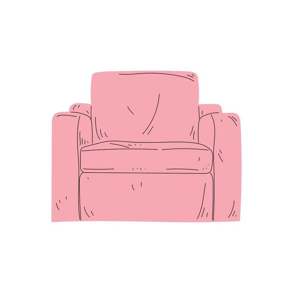 Comfortable Pink Armchair, Cushioned Furniture with Upholstery, Interior Design Element Illustration vector