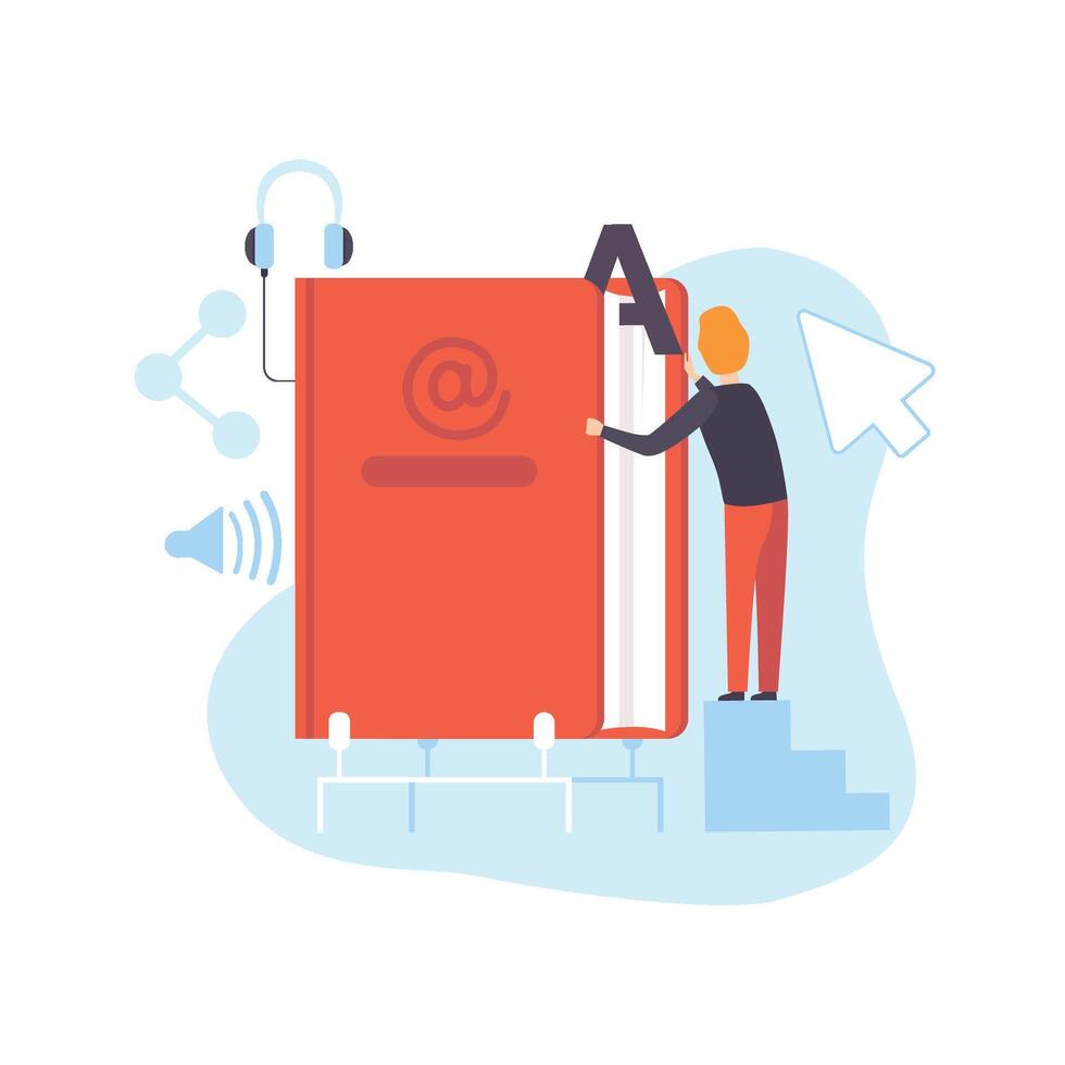 Digital Content Creating and Blogging Concept, Social Media Marketing Illustration vector