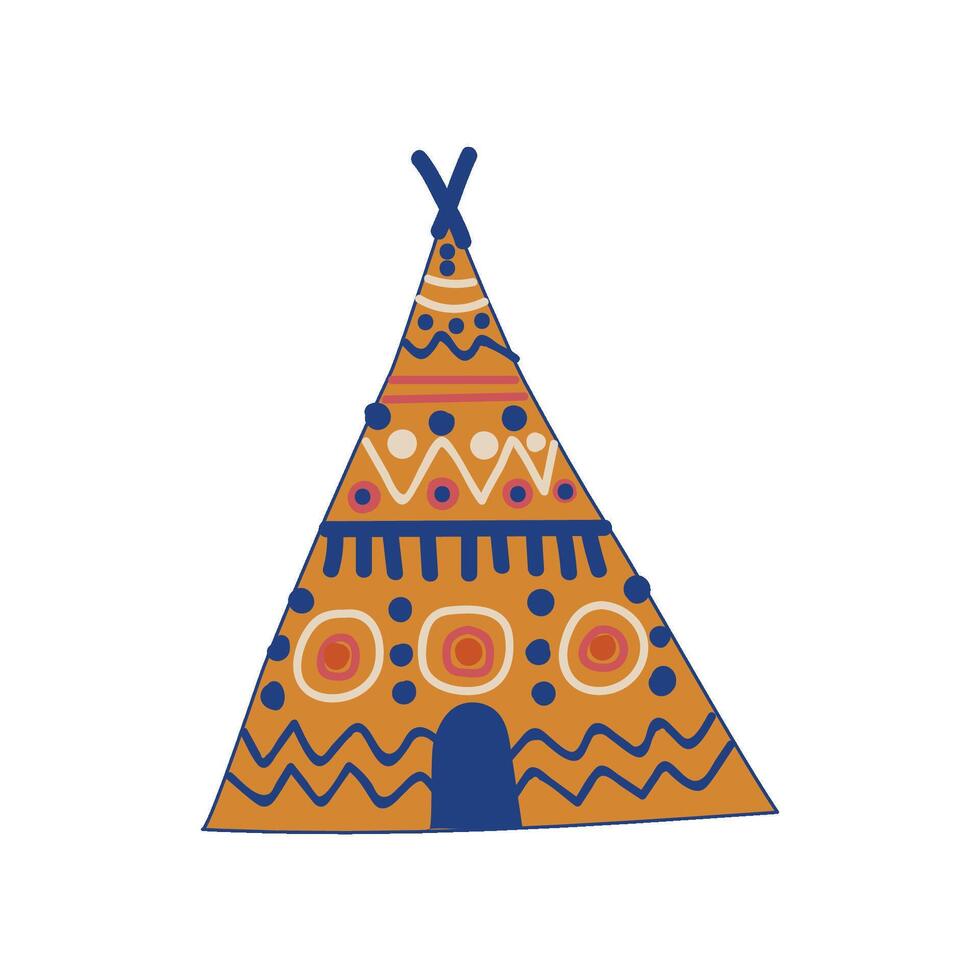 Tribal Teepee Tent, Boho Style Design Element, Ethnic, Mystic Symbol Illustration vector