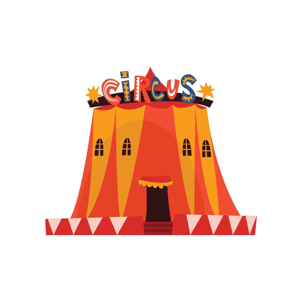 Big Circus Marquee Tent with Flags Cartoon Illustration vector
