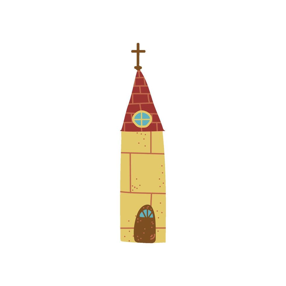 Church Building, Urban Architecture Design Element Cartoon Illustration vector