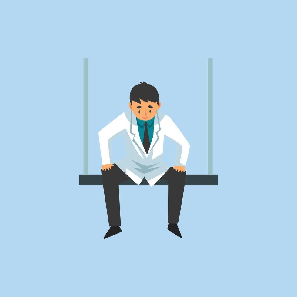 Professional Doctor Character, Male Worker of Medical Clinic or Hospital in White Lab Coat Illustration vector