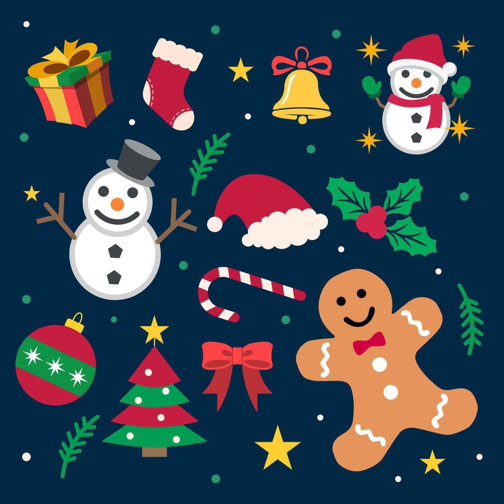Flat design elements collection for christmas season celebration vector