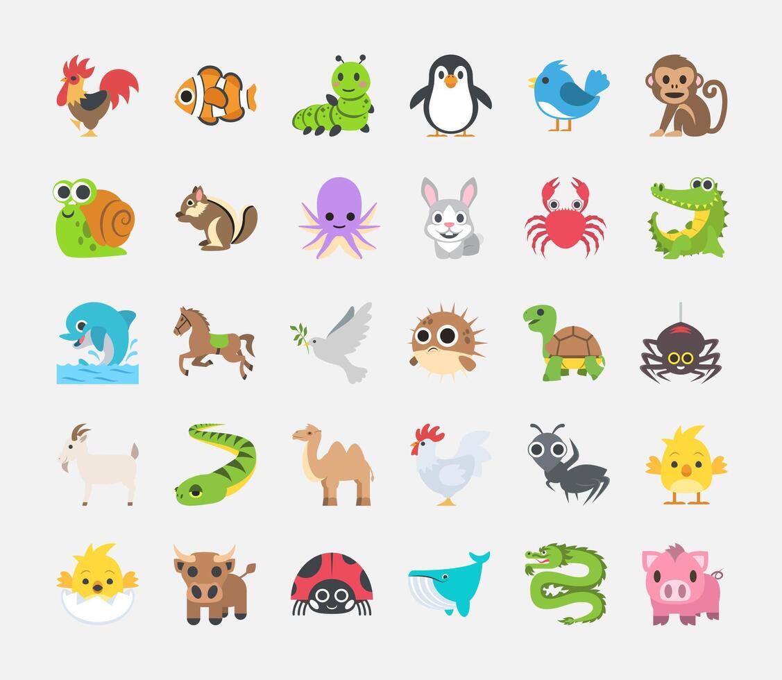 Colorful cute animal collection vector