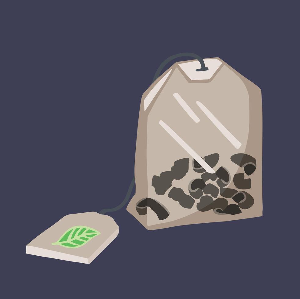 Tea bag colored, hand drawn illustration vector