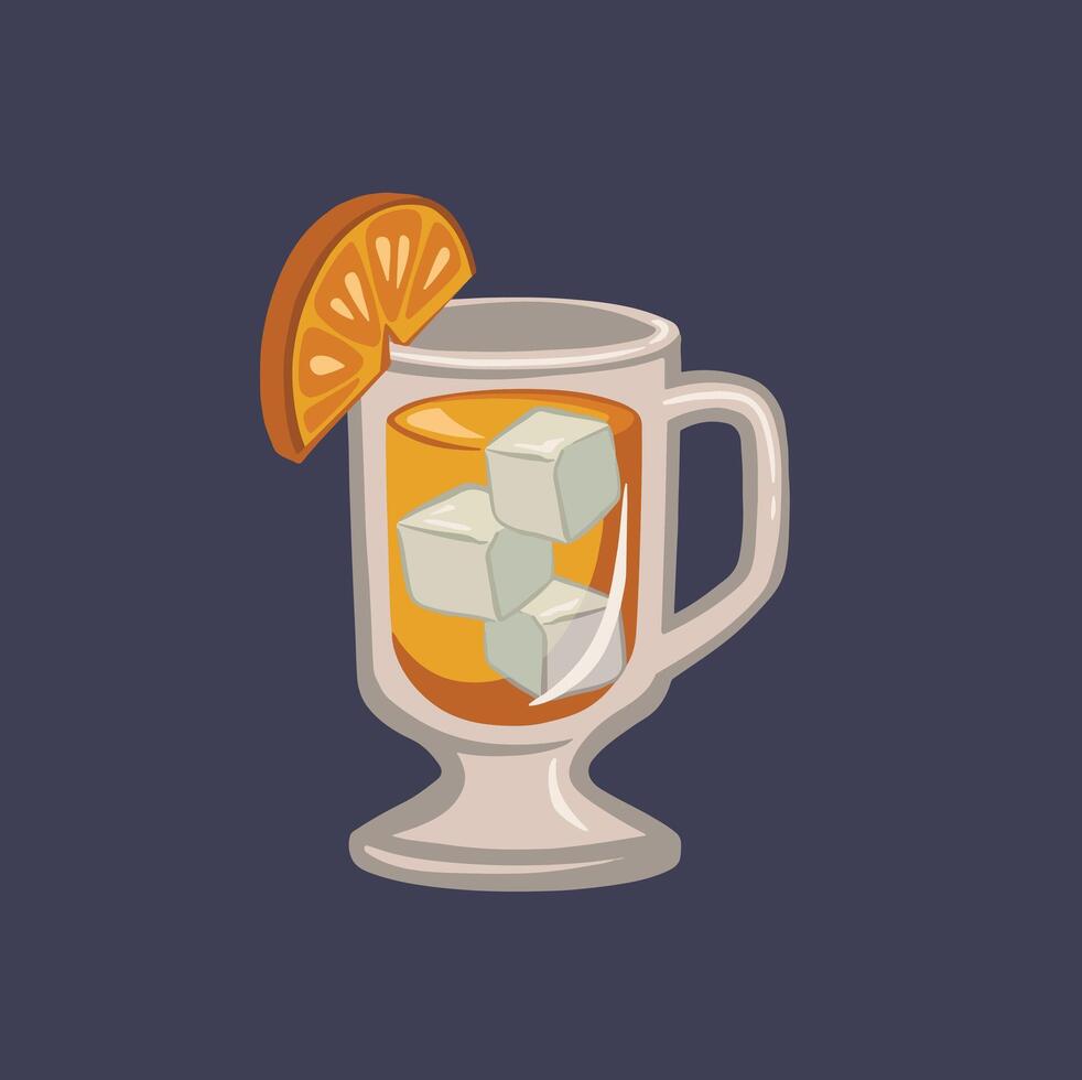 Iced tea fruit citrus, hand drawn illustration vector