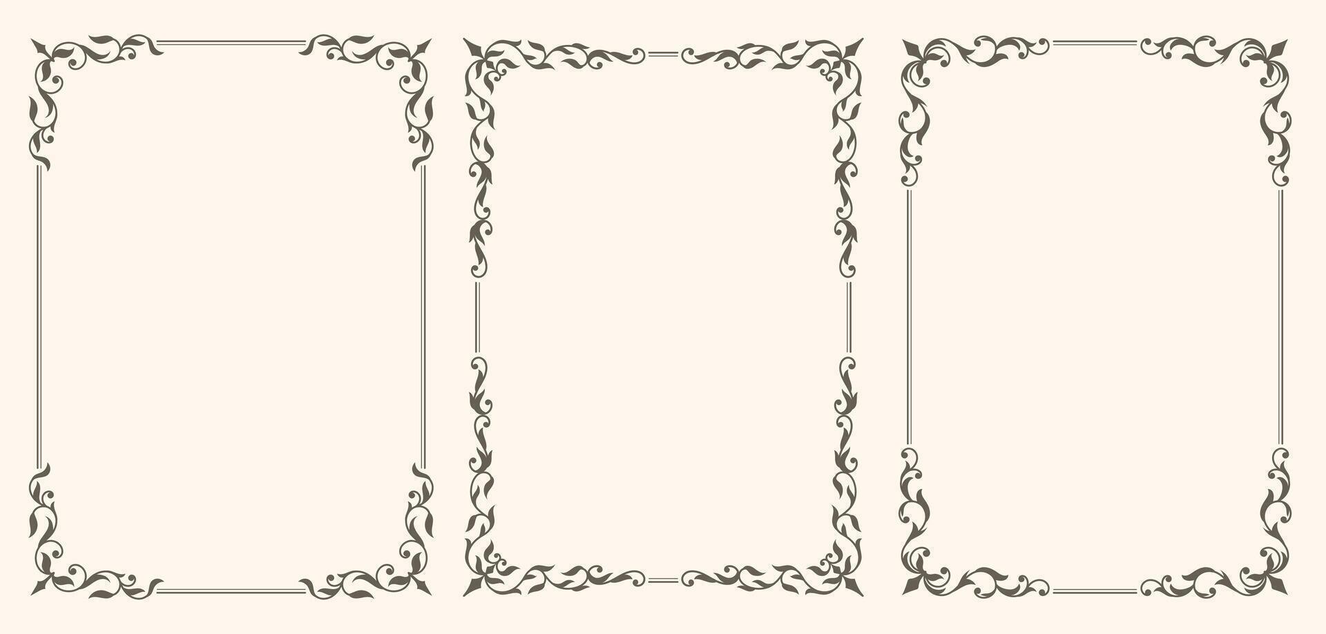 Set of decorative frames in vintage style vector