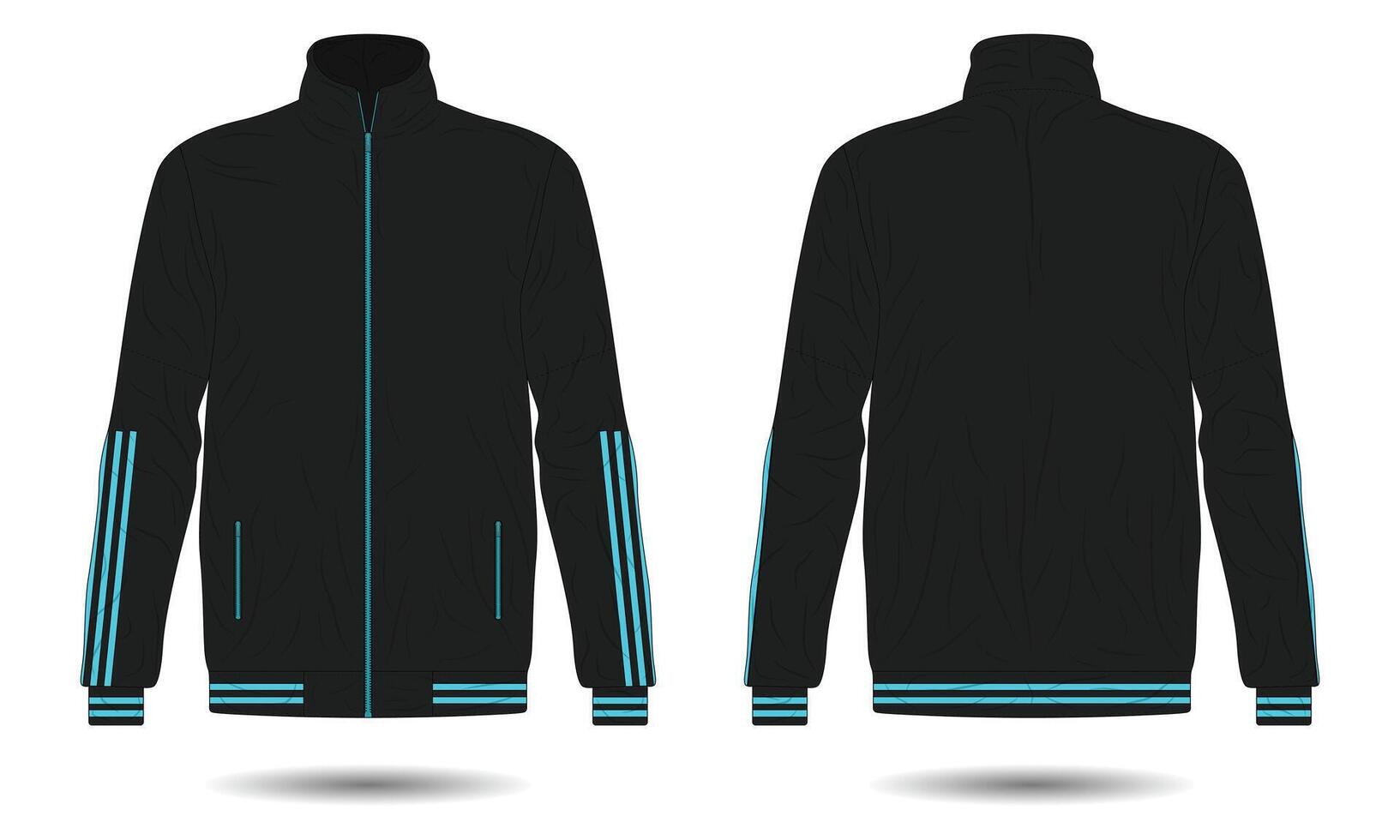 Modern sports training jacket mockup front and back view vector