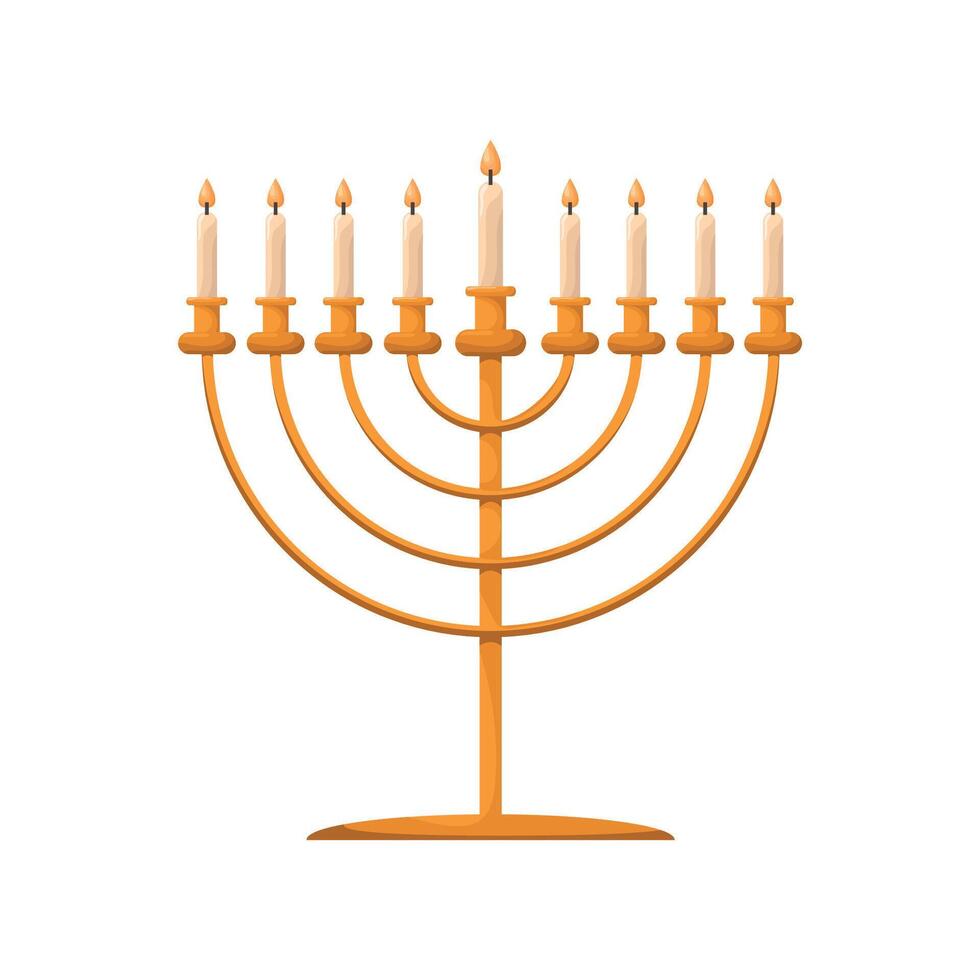 Menorah Traditional Jewish Candle Judaism National element.Menorah icon illustration.Happy Hanukkah, Jewish Festival of Lights background for greeting concept.Isolate on white background vector