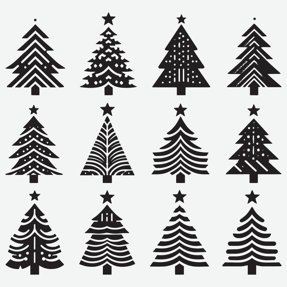Minimalist Christmas Tree Clip Art Collection for Simple Design Needs vector