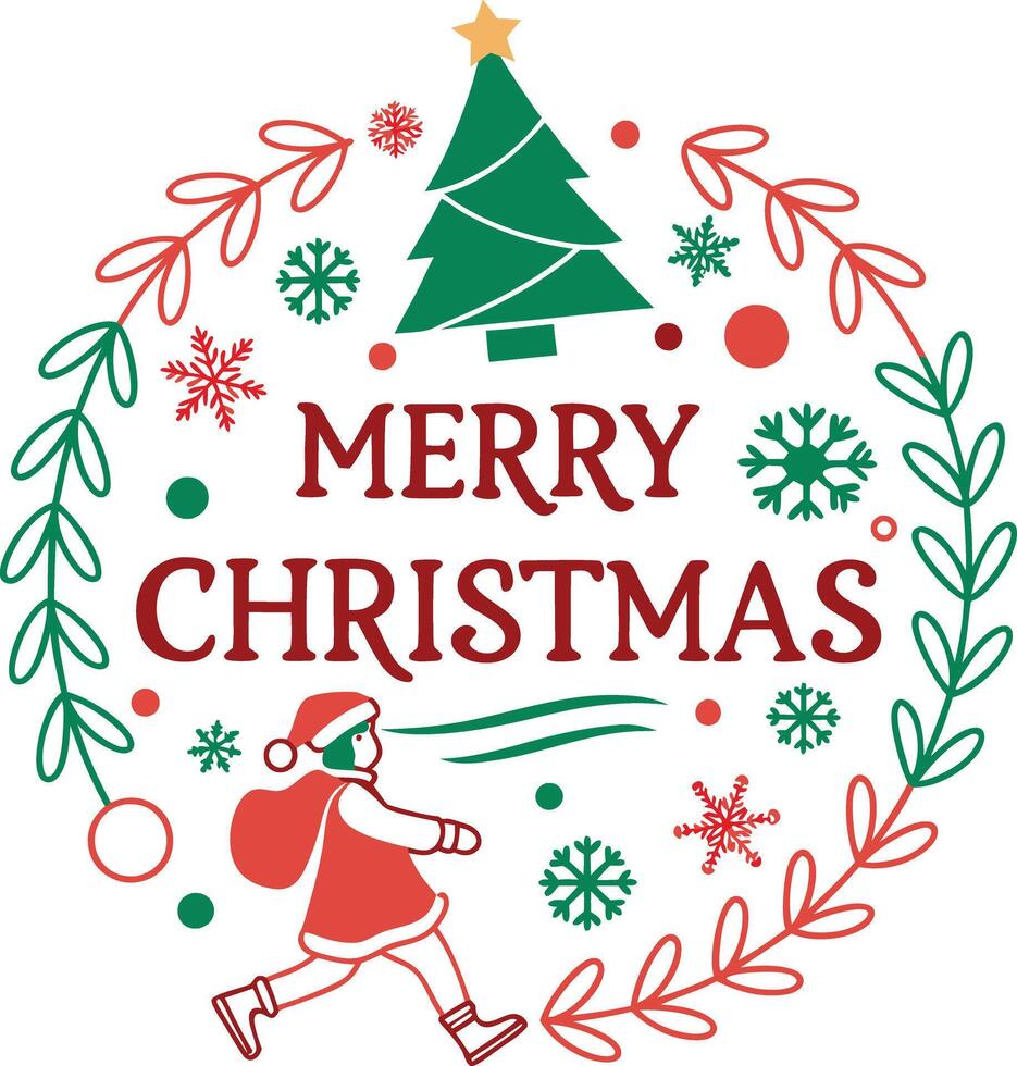merry christmas logo art in white background vector