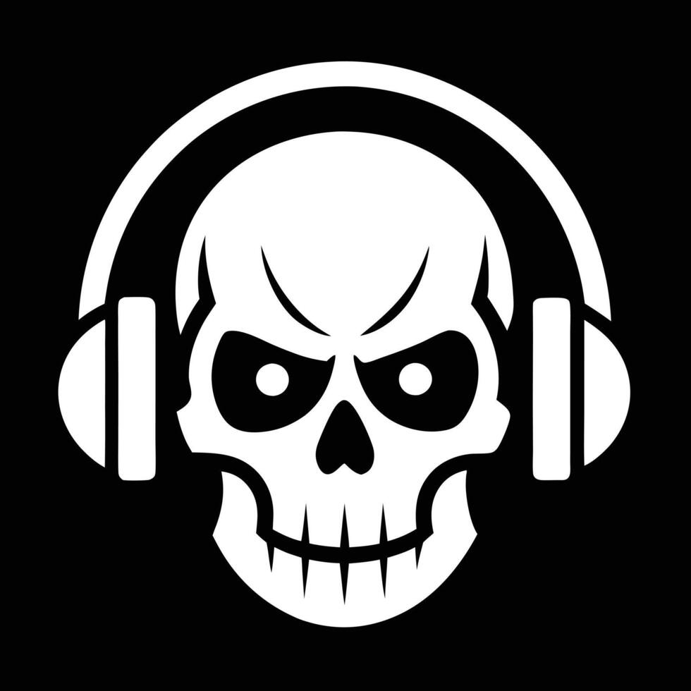 skull with headset illustration vector