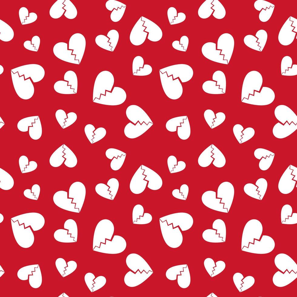 Broken Hearts seamless pattern with cracked heart signs vector