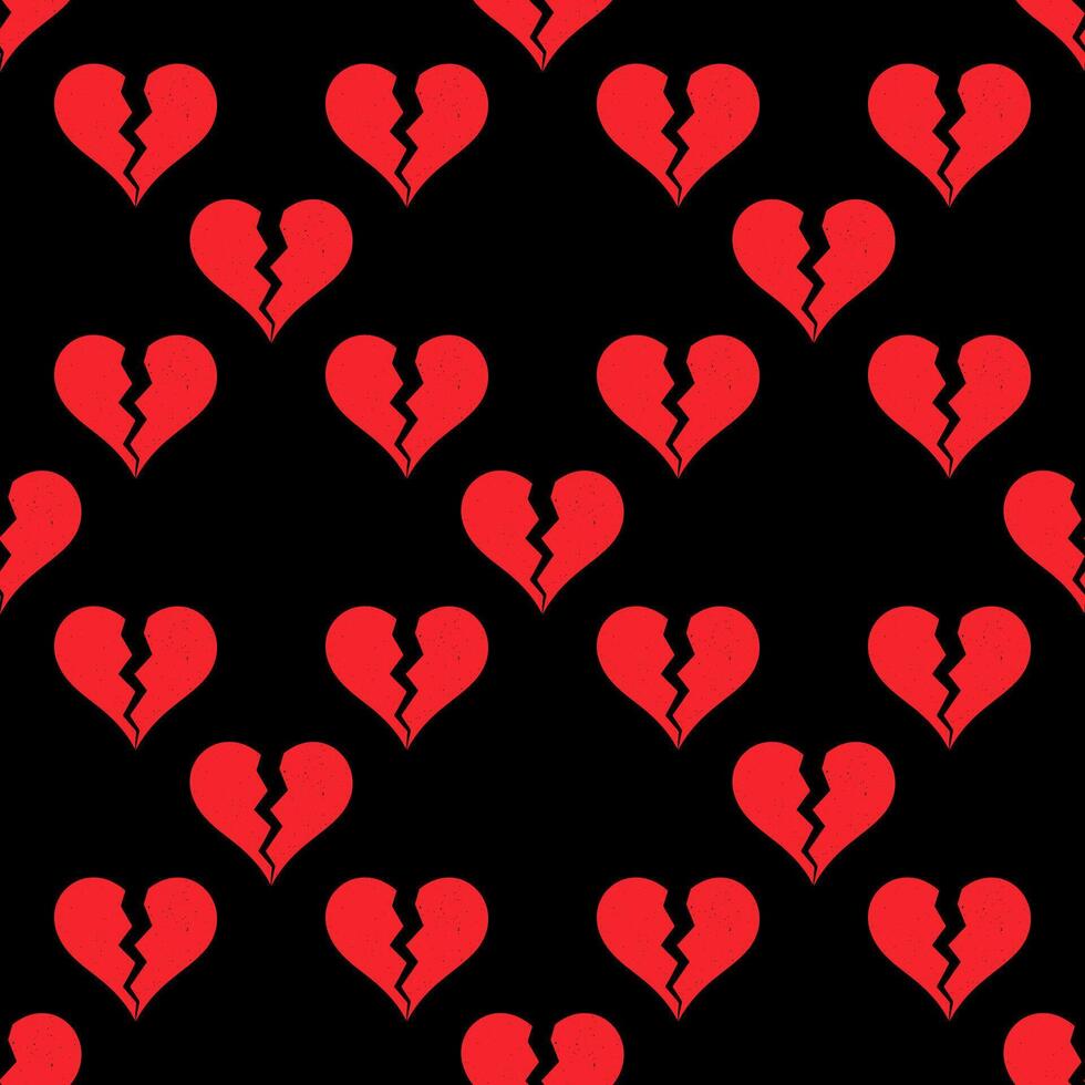 Heart Broken geometric seamless pattern with red vintage heart sign vector