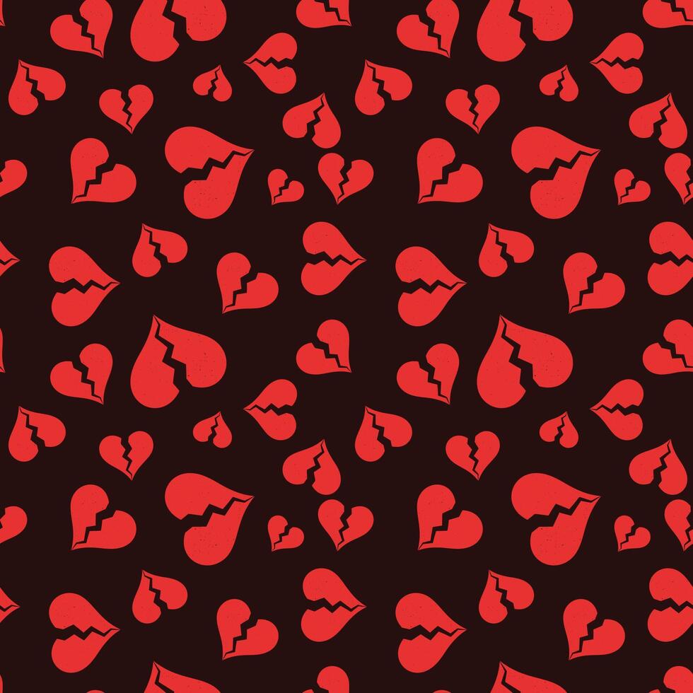 Red Broken Vintage Hearts seamless pattern vector