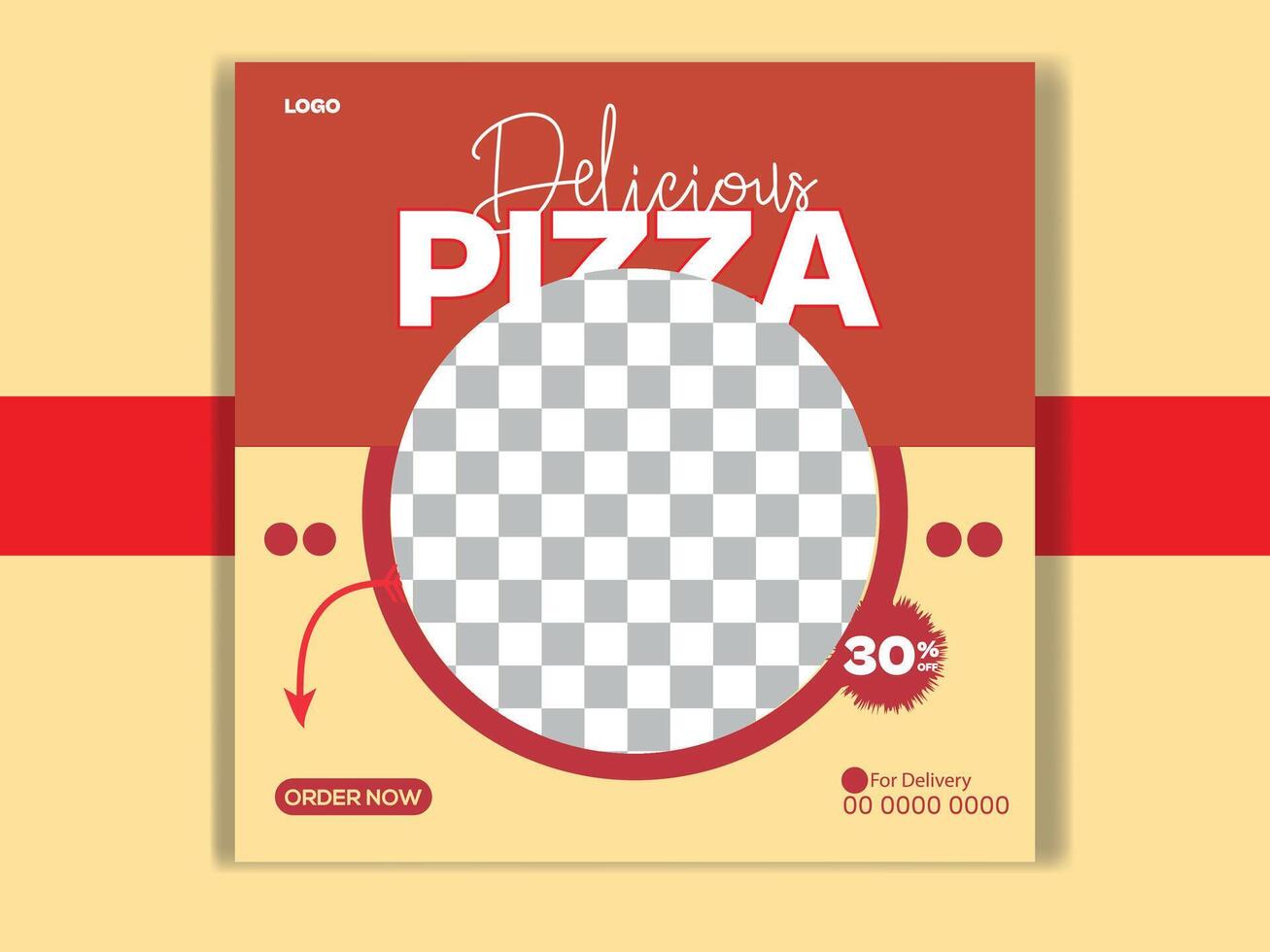 Pizza Social Media Post Design Template vector