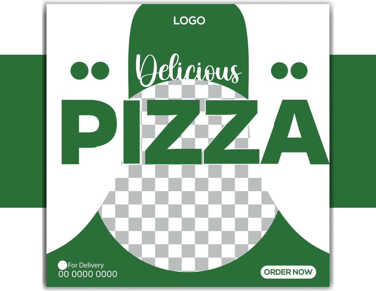 Delicious pizza social media post template vector