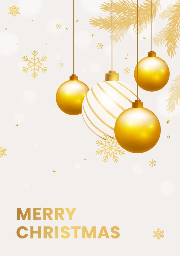 Elegant white Christmas poster with Christmas decorations vector