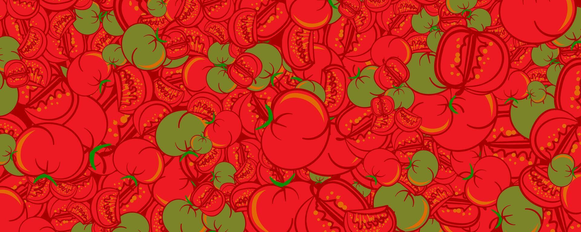 red tomato hand draw pattern background. illustration vector