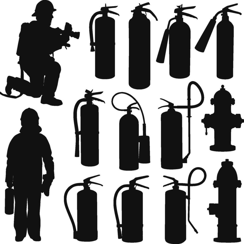 Fire extinguisher silhouette vector