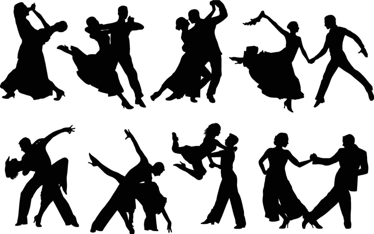 Dansa ballroom silhouette, dancing collection vector