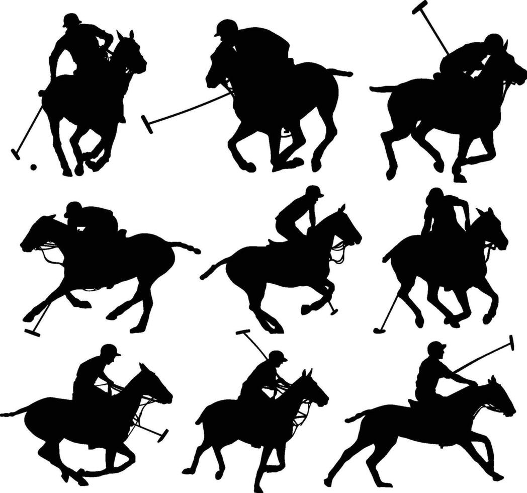 Polo silhouettes set vector